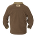 back view of brown shirt jacket olive collar and the Avery logo between shoulders