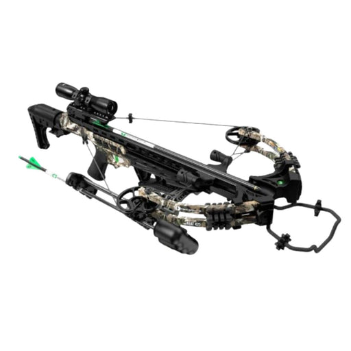 black and camo crossbow with scope