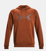 Rust color draw string hoodie with Under Armour logo is antlers