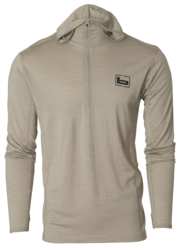 Banded Base Merino Wool 1/4 Hoodie with logo on chest