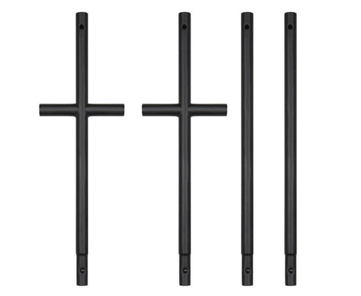 two black T bars and two stakes