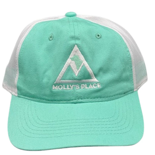 Molly's Place Mesh Back Panel  mint green and white Cap with Molly's Plce embroidered logo 