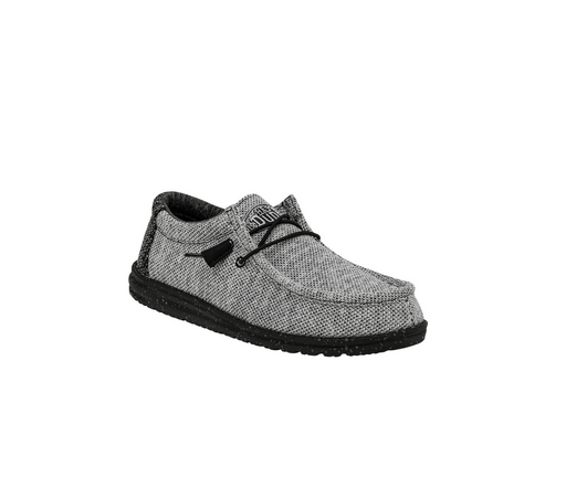gray and black HeyDude Wally Stretch Poly Dark Web shoe