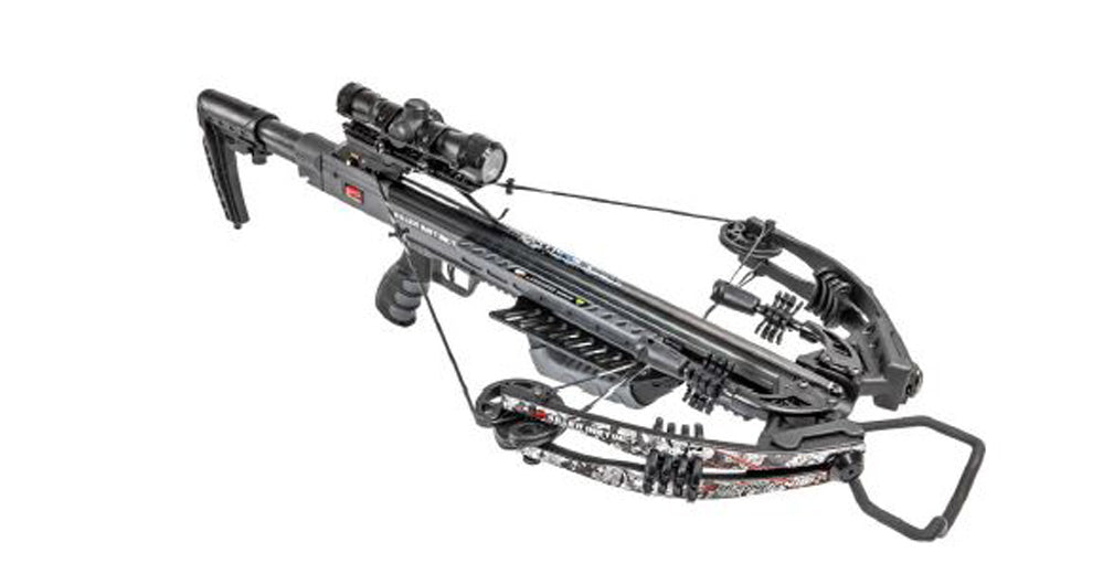 cocked crossbow with bolt and scope