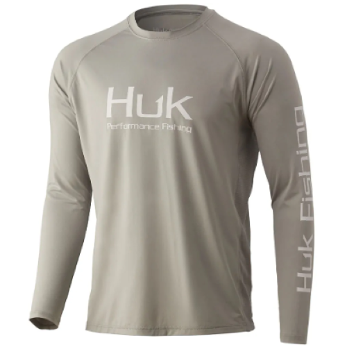 HUK, Vented Pursuit long sleeve performance shirt in Overcast Grey