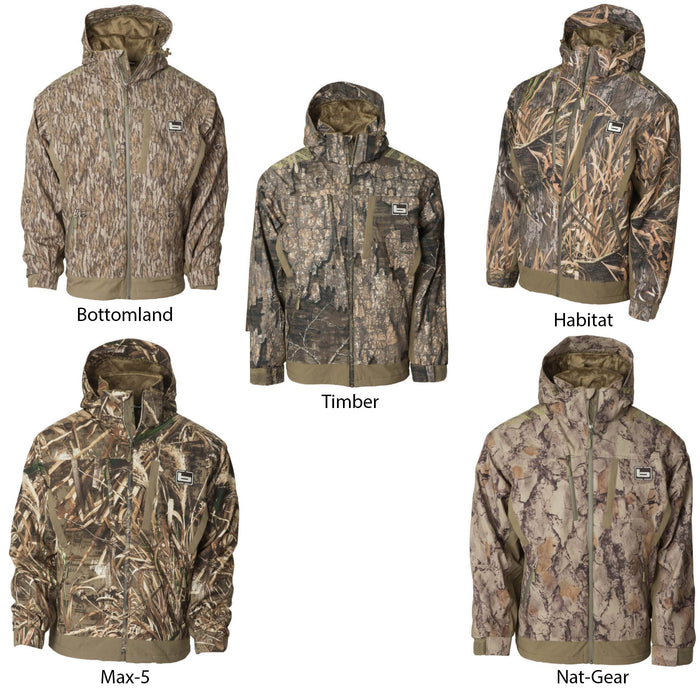 Banded Stretchapeake hooded full zip Insulated Wader Jacket in five camo variations