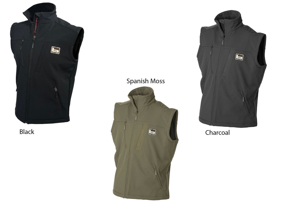 Banded Utility 2.0 Soft-Shell full zip Vest with two chest zip pockets in three color variations