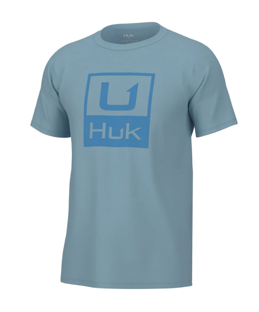 Huk, Stacked Logo Tee Crystal Blue tee