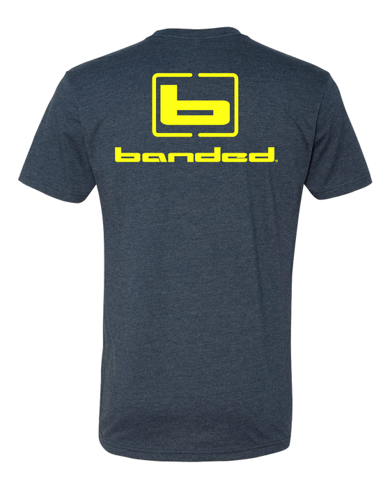 Banded Signature S/S Tee-Classic Fit navy with neon yellow logo