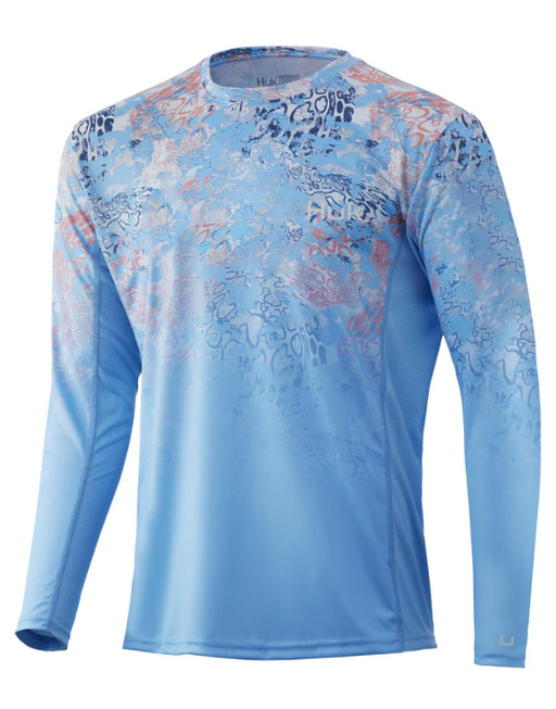 light blue pink navy HUK, Icon X Tide Change Fade Shirt long sleeve performance shirt