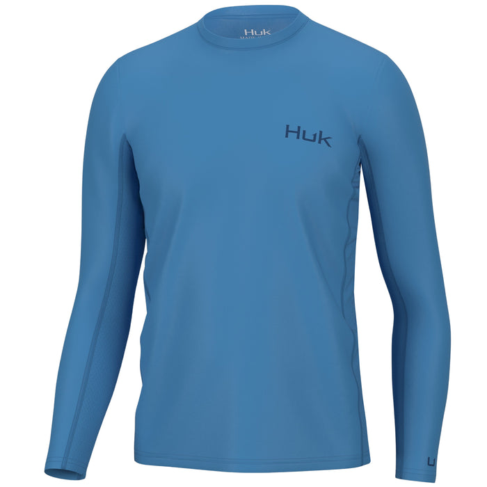 blue HUK Icon Long Sleeve performance fishing shirt