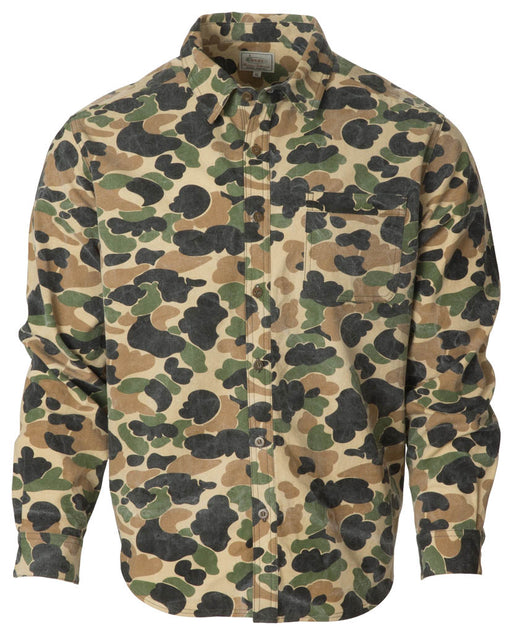 camouflage long sleeve collared full button down shirt with front pocket
