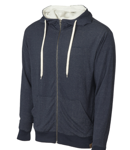 navy zip front hoody white lining and draw strings