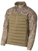 Banded ASPIRE Collection–IGNITE Mid-Layer Half Zip Pullover with tan body and camo shoulders and sleeves