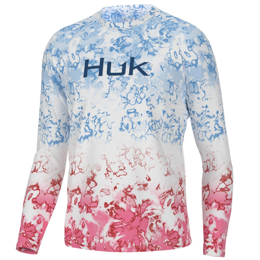 white blue red and pink Huk, Fin America Fade Pursuit-Crystal Blue long sleeve