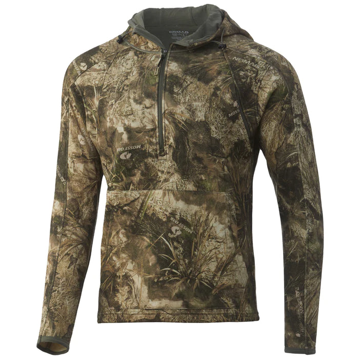 NOMAD 1/2 zip DURAWOOL camo hooded PULLOVER with kangaroo pocket
