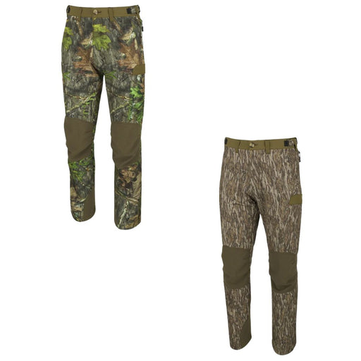 Drake Tech Stretch Turkey Pants 2.0 with adjustable waist and zip fly camo with solid color knee in two variations