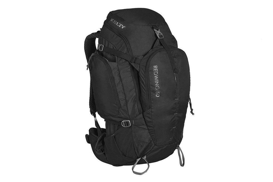 black huking backpack with multiple pockets