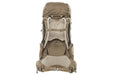 back of tan hiking backpack with cream padding