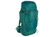 teal hiking backpack witgh neon green trim and multiple pockets