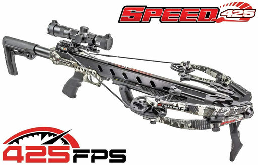 black and camo crossbow with scope  bolt