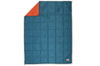 teal blanket with corner folded to display the orange underside