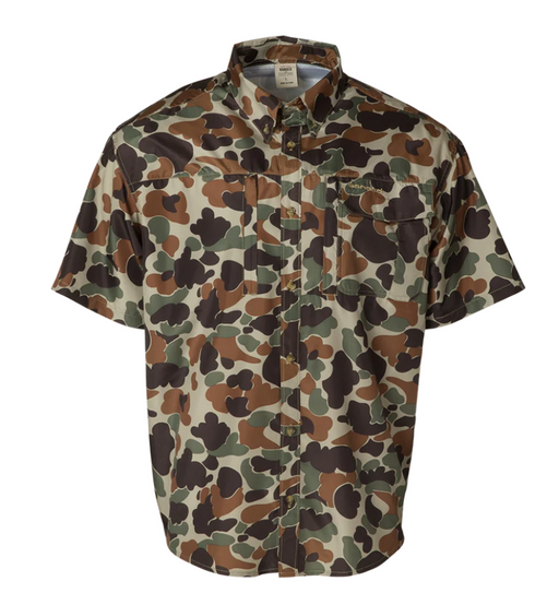 Banded, Accelerator OTL Fishing Shirt-Old School Camo short sleeve full button front