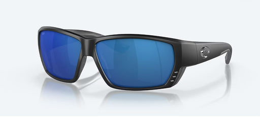 black sunglasses with blue lenses