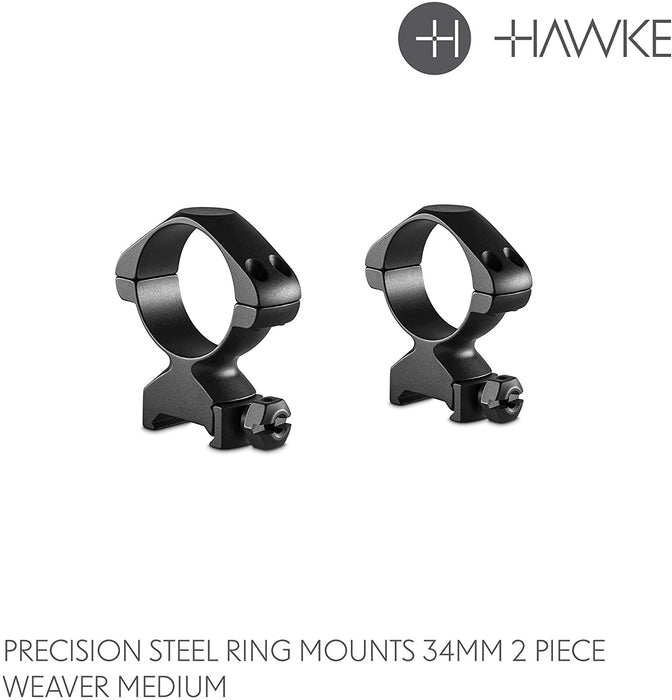 Hawke Precision Steel Quick Release Riflescope Ring Mount (34mm | Weaver | Medium)