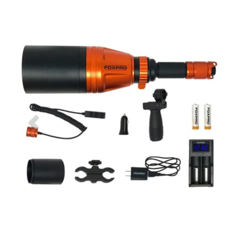 Gun Fire Kit oragnge and black scope charging cord and battery pack with batteries