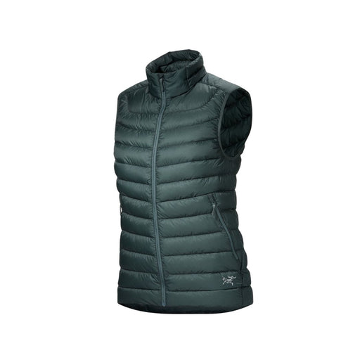 green heavy insulated high collar zip front vest 
