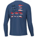 blue Huk, KC Flag Fish Pursuit-Set Sail performance hoodie with fish in flag print on back