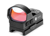 black laser sight with red lens