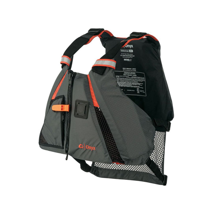 Onyx Outdoor Dynamic Move-Vent Paddle Life Vest gray with orange trim