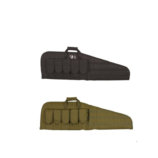 two Rifle Assault Cases one black one tan both with multiple pockets