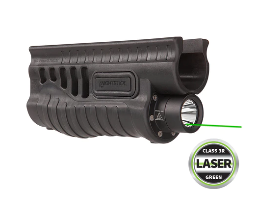 Nightstick, Polymer Shotgun Forend for Remington 870/TAC-14 with White Light & Green Laser & Switch Activated Battery Safe Mode - Black
