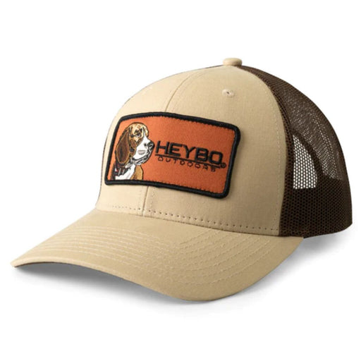 tan and brown HeyBo Hound Patch Meshback  hat