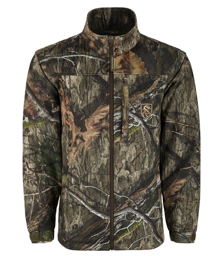 Drake Youth Endurance Full Zip camo Jacket with zippered chest pocket and adjustable cuffs