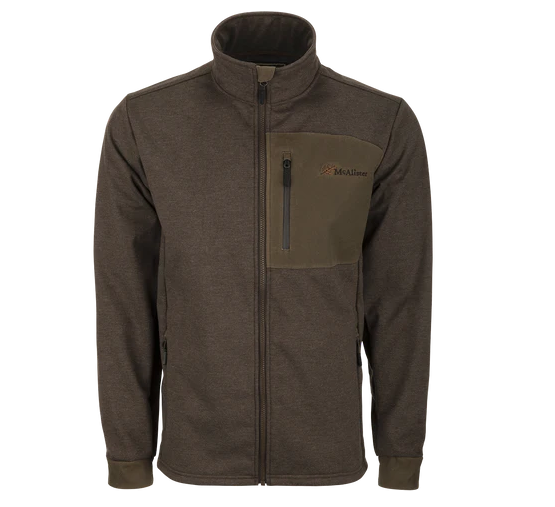 Drake McAlister Heritage Hybrid Windproof Jacket Tan / Brown full zip front with chest zip pocket