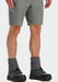 model wearing gray shorts boots and guide guard socks