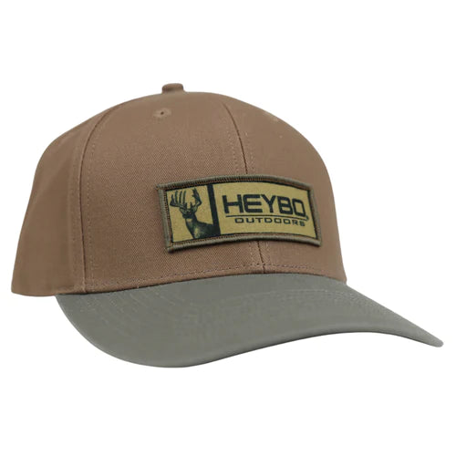 tan hat gray bill Heybo, Felt Deer Patch Hat