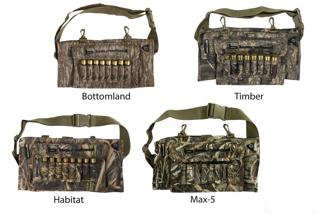 Banded Heat Hand Warmer belted with attachment clips shell compartments in four camo variations 
