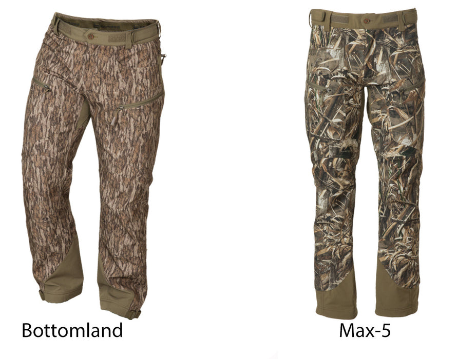 Banded Utility Soft-Shell camo Pant with adjustable waist and cuffs in two camo variations
