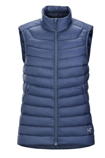 blue heavy insulated high coller zip front vest