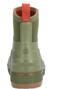 back of green ankle deck boot