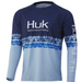 HUK, Men's Salt Stripe Pursuit Shirt- Deep Ocean Blue long sleever performnce shirt