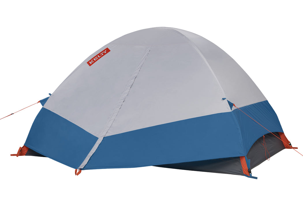 tent with gray and blue cover