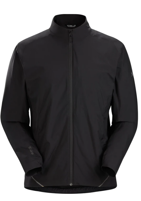 black zip front jacket with a mid size collar