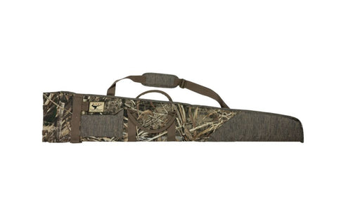 fabric camo print gun case with shoulder strap and handles