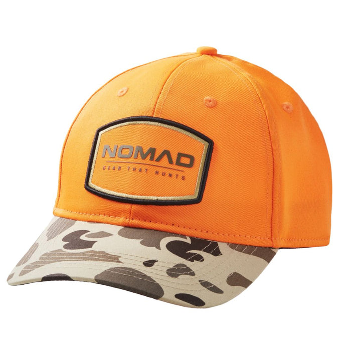 Nomad patch Old School camo bill  Blaze orange Cap